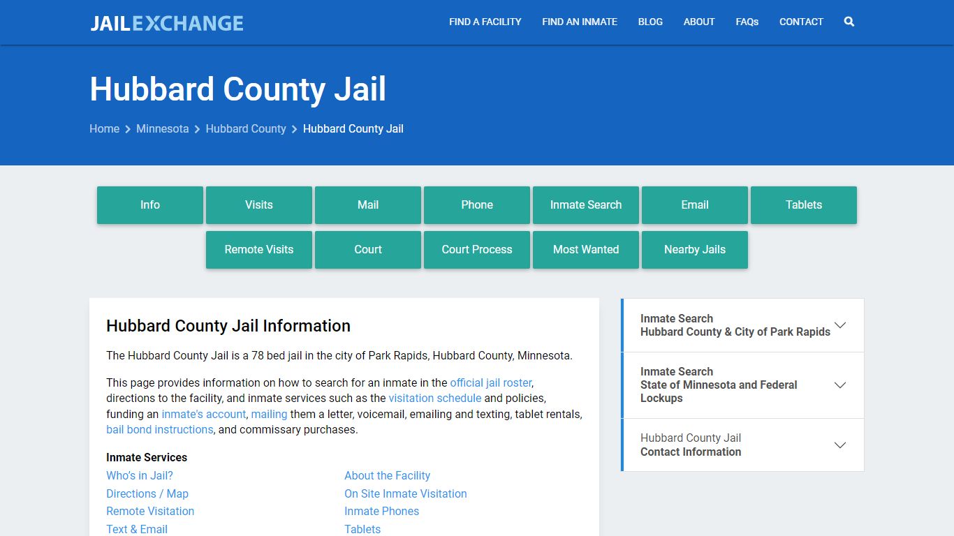 Hubbard County Jail, MN Inmate Search, Information